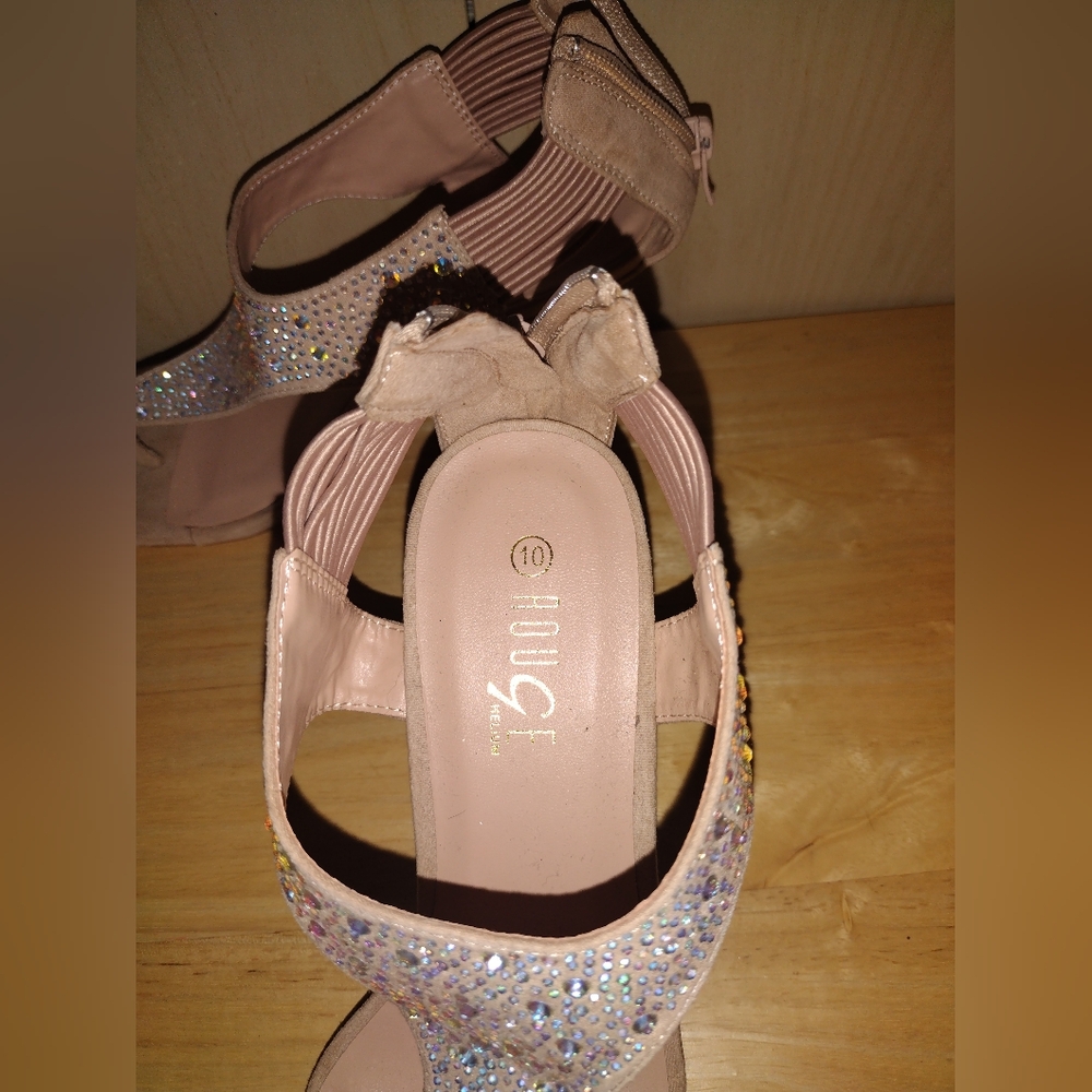 Nude Rhinestone Heeled Sandals – Size 10 (Rouge Helium) - Picture 3 of 7